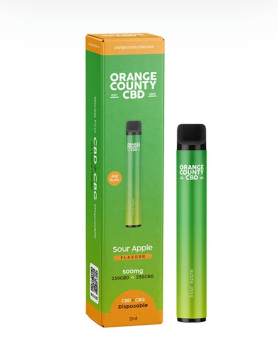 900 PUFF CBD+CBG // ORANGE COUNTY CBD// SOUR APPLE VAPO